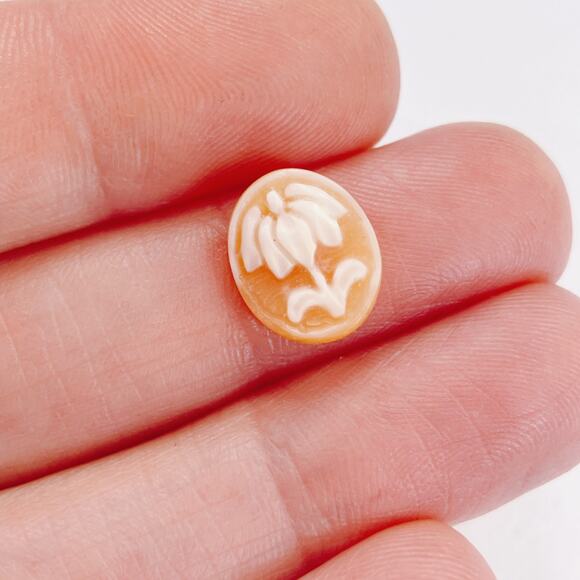 VTG Mid Century Shell Cameo Cabochon Hand Carved Floral Jewelry Making Component - Picture 3 of 9